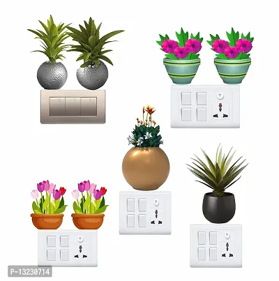 Archi Graphics StudioBeautiful Colourful Flower pots Switchboard Sticker & Wall Sticker