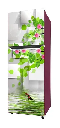 Decorative Pink Flower with Fish (Double Door Double Door Fridge Wall Sticker )-thumb1