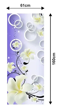 Green Shades with White Flowers 3D (Double Door Double Door Fridge Wall Sticker )-thumb3