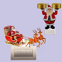 Global Graphics Decorative Colorful Santa Claus and Christmas Wall Switch Penal/Board Sticker (PVC Vinyl)-thumb1