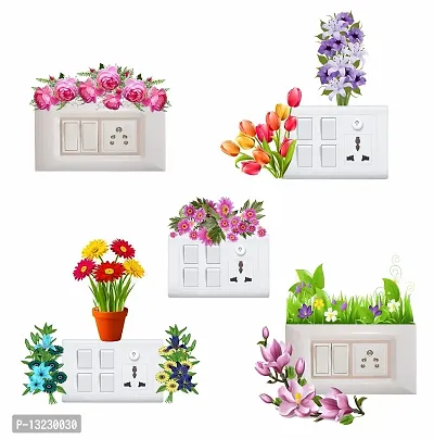 Archi Graphics StudioBeautiful Colourful Flower Switchboard Sticker & Wall Sticker-thumb0