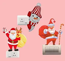 Global Graphics Decorative Colorful Santa Claus and Christmas Wall Switch Penal/Board Sticker (PVC Vinyl)-thumb2