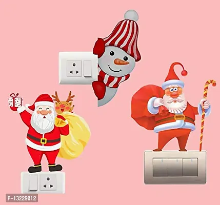 Global Graphics Decorative Colorful Santa Claus and Christmas Wall Switch Penal/Board Sticker (PVC Vinyl)-thumb3