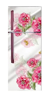 Decorative Red Flowers with Water (Double Door Double Door Fridge Wall Sticker )-thumb2