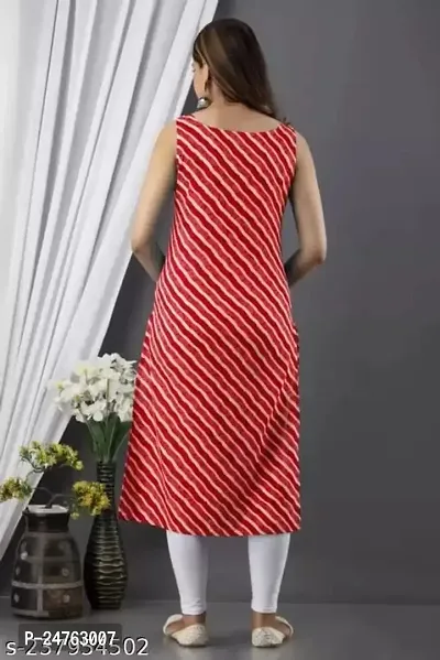 Balaji Fashion Women Rayon Lahriya Western Sleeve Less Kurti. (X-Large, Red)-thumb2