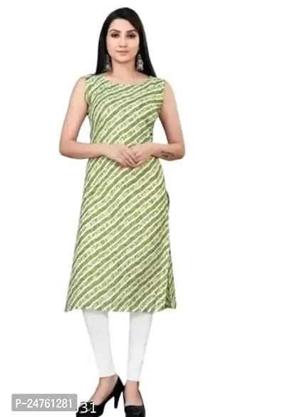 Balaji Fashion Women Rayon Lahriya Western Sleeve Less Kurti.