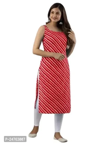 Balaji Fashion Women Rayon Lahriya Western Sleeve Less Kurti. (X-Large, Red)