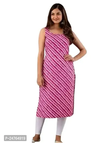 Balaji Fashion Women Rayon Lahriya Western Sleeve Less Kurti. (X-Large, Pink)