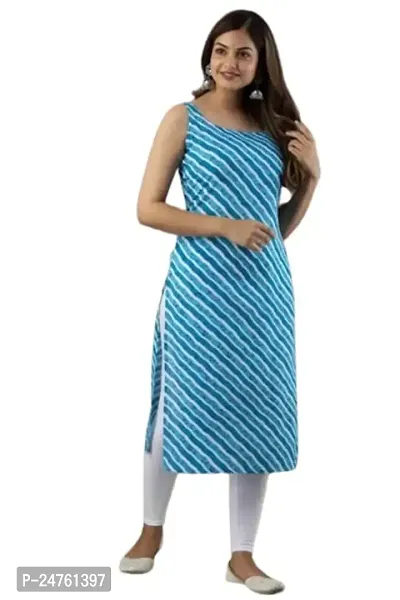 Balaji Fashion Women Rayon Lahriya Western Sleeve Less Kurti. (XXX-Large, Blue)