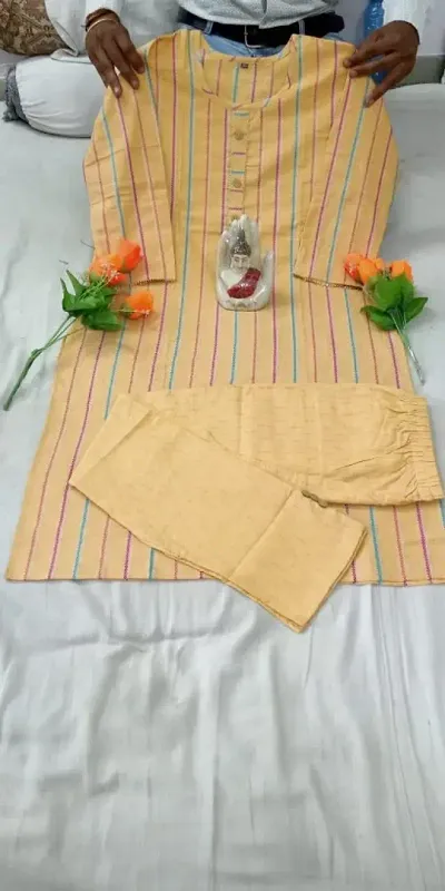 Party wear khadi cotton kurti pant set