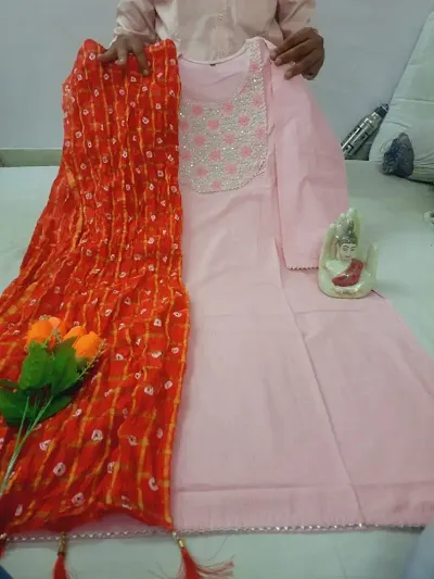 Party wear khadi cotton kurti with dupatta set