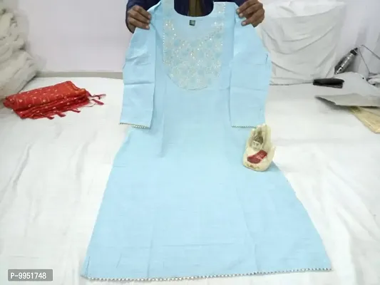 Trendy designer cotton embroidered kurti-thumb0