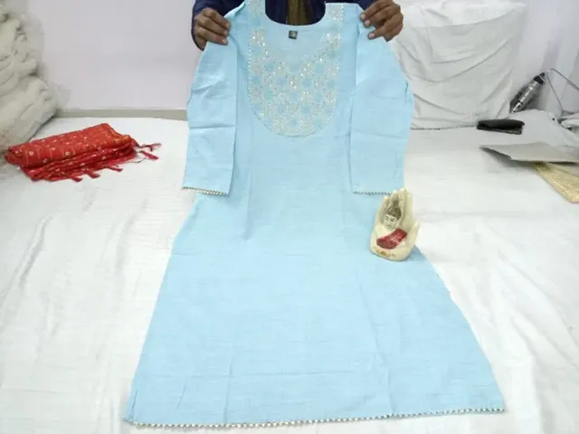Trendy designer cotton embroidered kurti 