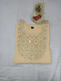 Trendy designer cotton embroidered kurti-thumb1