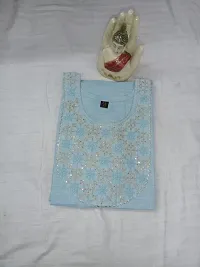 Trendy designer cotton embroidered kurti-thumb1