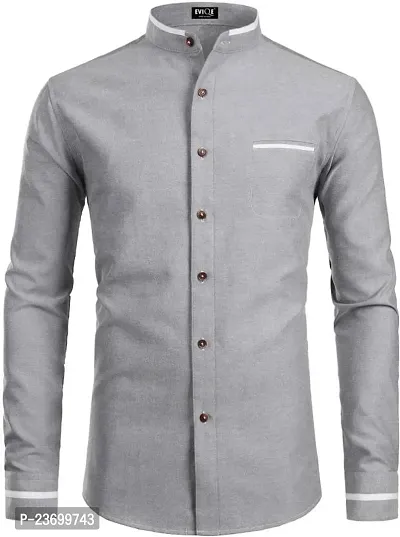 Men Regular Fit Solid Spread Collar Casual Shirt Grey