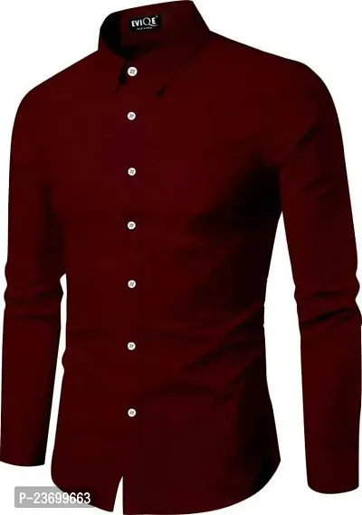 Men Regular Fit Solid Spread Collar Casual Shirt Maroon