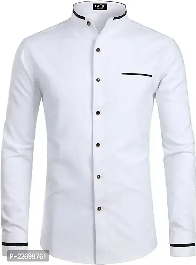 Men Regular Fit Solid Spread Collar Casual Shirt White-thumb0