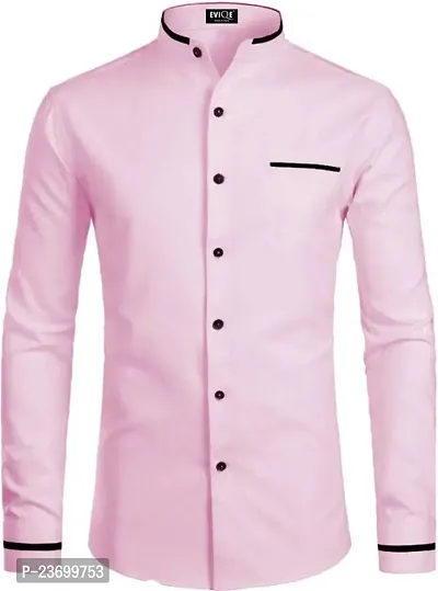 Men Regular Fit Solid Spread Collar Casual Shirt Pink