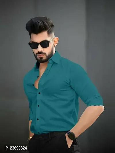 Men Regular Fit Solid Casual Shirt Green