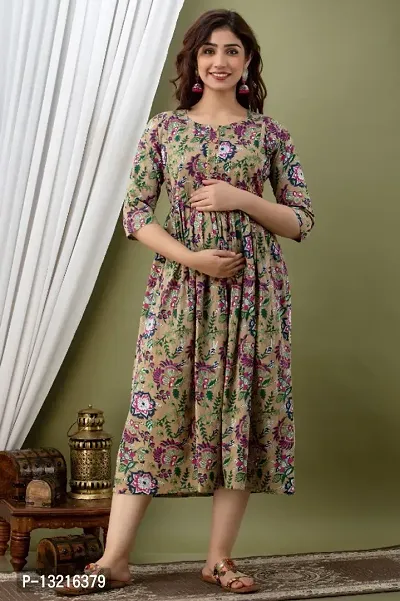 Fancy Rayon Printed Maternity Dress For Women-thumb0
