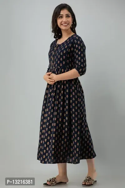 Fancy Rayon Printed Maternity Dress For Women-thumb3