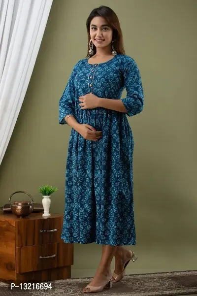 Fancy Rayon Printed Maternity Dress For Women-thumb0