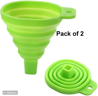 Silicone Collapsible Funnel, Foldable Kitchen Funnels Hopper for Water Bottle Liquid Powder Transfer(Pack of 2)-thumb0