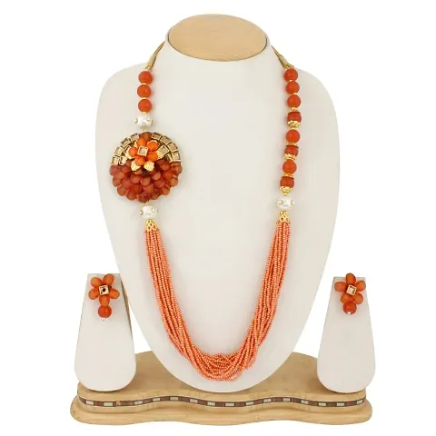 Fancy Multi Layered Bead Necklace With Earring