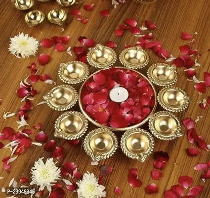 RPI gt;Urli Bowl for Home Decor Decorative Diya Flower Shape Flower | Diwali Decoration Items for Home - Handcrafted Bowl for Floating Flowers and Tea Light Candles Home, Pack of 1 (Gold Dia)-thumb0