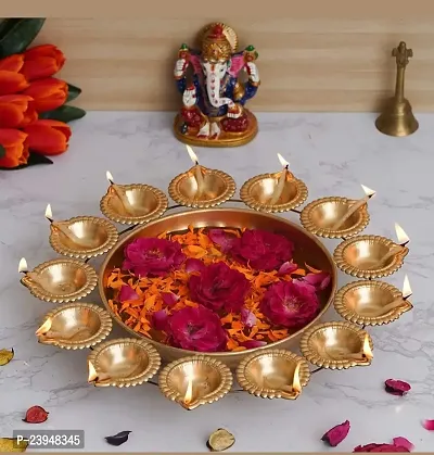 RPI gt;Urli Bowl for Home Decor Decorative Diya Flower Shape Flower | Diwali Decoration Items for Home - Handcrafted Bowl for Floating Flowers and Tea Light Candles Home, Pack of 1 (Gold Dia)-thumb2