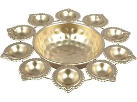 RPI gt;Urli Bowl for Home Decor Decorative Diya Flower Shape Flower | Diwali Decoration Items for Home - Handcrafted Bowl for Floating Flowers and Tea Light Candles Home, Pack of 1 (Gold Dia)-thumb3