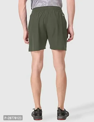 DOVIRA Men's N.S Lycra Gym Shorts for Men with Both Side Safety Zippered Pockets, Elastic Waistband  Adjustable Drawstrings (GREEN)-thumb3