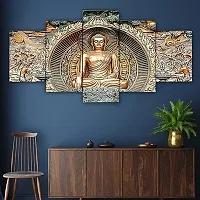 India Sharma craft Set Of Five Gautam Buddha Wall Painting With Frame For Living Room 3D Scenery For Wall (B517X30) Inch.-thumb2