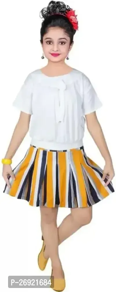Girls Party Festive Top  Skirt, colour : white