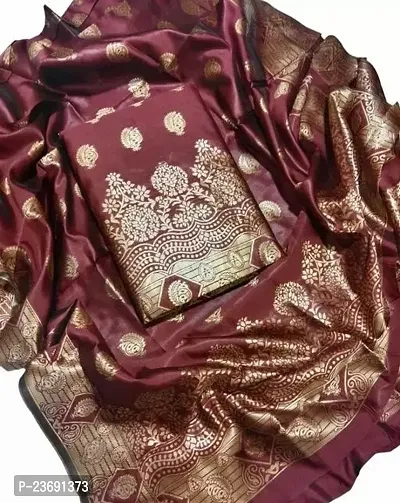 Elegant Maroon Cotton Embroidered Dress Material with Dupatta For Women-thumb0