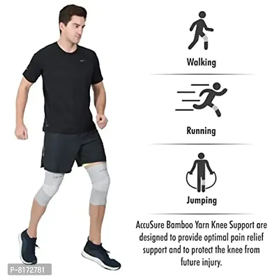 AccuSure Orthopedic Pain Relief Bamboo Yarn Knee Support Cap Brace/Sleeves Pair For Sports, Pain Relief, Knee Compression Support, Exercise, Running, Cycling, Support For Men And Women-LARGE-thumb2