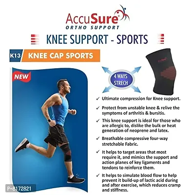 AccuSure Knee Wrap Knee Cap Compression Support | Cross Training Gym Workout Weightlifting, Knee Straps for Squats - for Men  Women- Large-thumb4