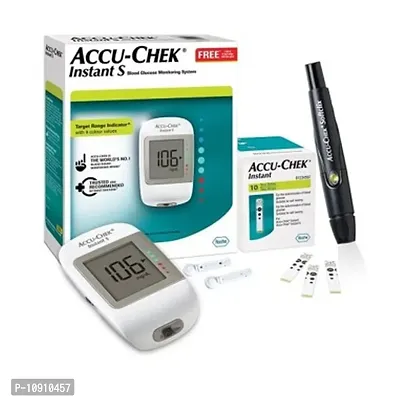 Accu-Chek Instant S Blood Glucose Glucometer Kit with Vial of 10 Strips, 10 Lancets and a Lancing device FREE for Accurate Blood Sugar Testing-thumb0