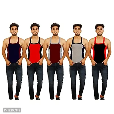 Xmer Men's Regular Fit Gymvest Combo Stylish Latest Branded 100% Pure Cotton (Pack of 5)-thumb0