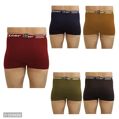 Xmer Men's Solid Casual Mini Trunks Outer Elastic Pack of 5-thumb2