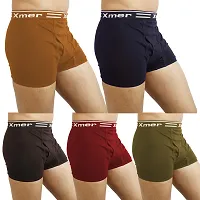 Xmer Men's Solid Casual Mini Trunks Outer Elastic Pack of 5-thumb2