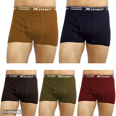 Xmer Men's Solid Casual Mini Trunks Outer Elastic Pack of 5-thumb0