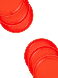 GULAAB Plastic Round Full Plate Pack of 06 pieces -Red-thumb4