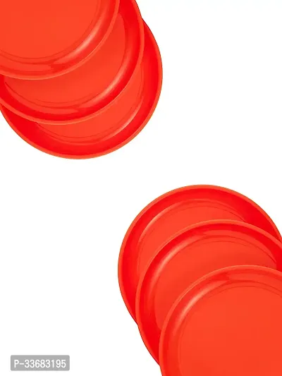 GULAAB Plastic Round Full Plate Pack of 06 pieces -Red-thumb5