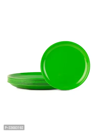 GULAAB Plastic Round Full Plate Pack of 06 pieces -Green