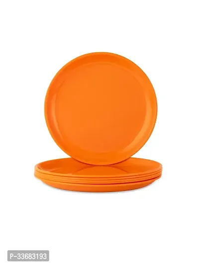 GULAAB Plastic Round Full Plate Pack of 06 pieces -Orange-thumb3