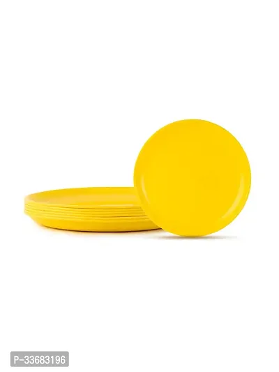 GULAAB Plastic Round Full Plate Pack of 06 pieces -Yellow