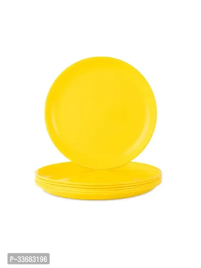 GULAAB Plastic Round Full Plate Pack of 06 pieces -Yellow-thumb5