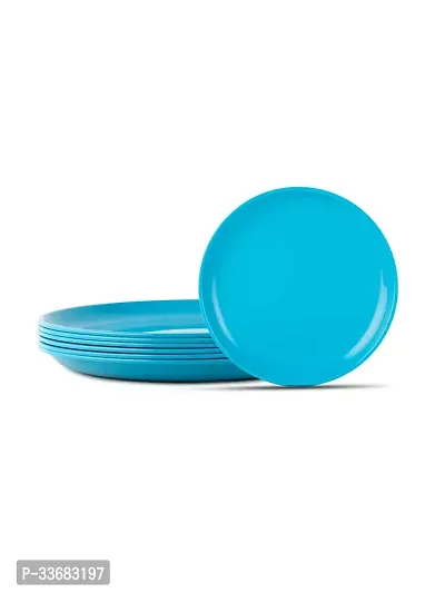 GULAAB Plastic Round Full Plate Pack of 06 pieces -Terquoise Blue